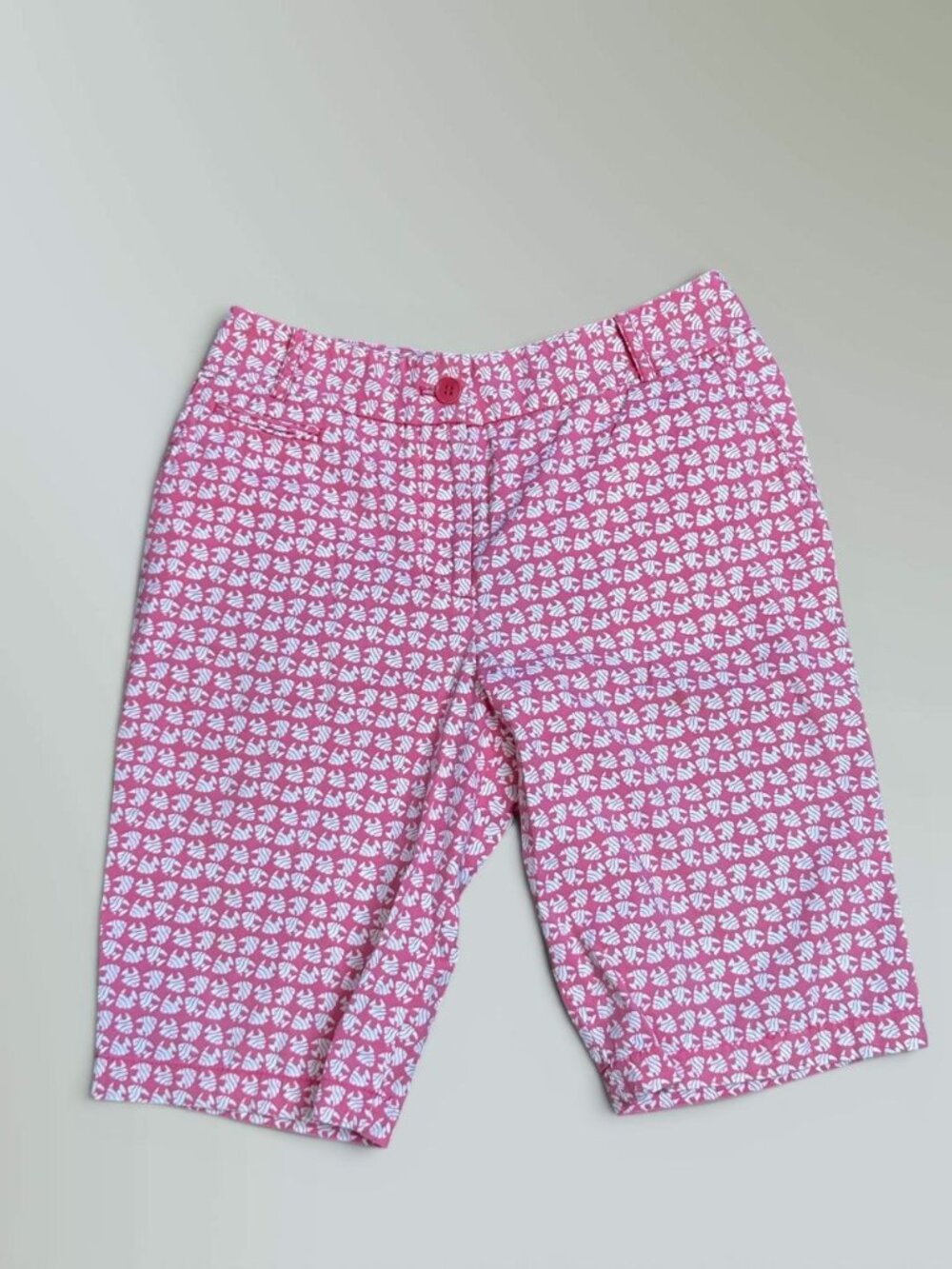 Talbots Bermuda Shorts Pink Fish Motif Size 4 Beachy Coastal Preppy Classic